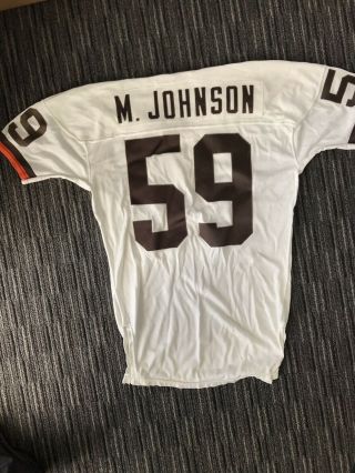 Mike Johnson 59 Cleveland Browns Nfl Signed Game Worn Jersey 1987 Vintage