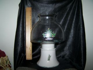 Vintage Nikko Happy Holidays Christmas Hurricane Lamp Candle Holder