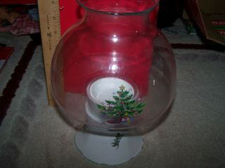 Vintage Nikko Happy Holidays Christmas Hurricane Lamp Candle Holder 2