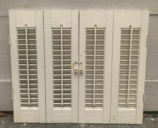 23 " Tall X 27 " Wide Vtg Colonial Wood Interior Louver Plantation Window Shutters