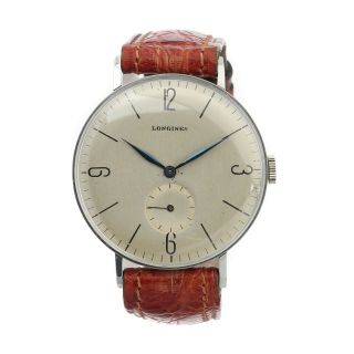 Vintage Longines Calatrava Style 12.  68 Wristwatch 1940s Oversize Large 37mm Runs