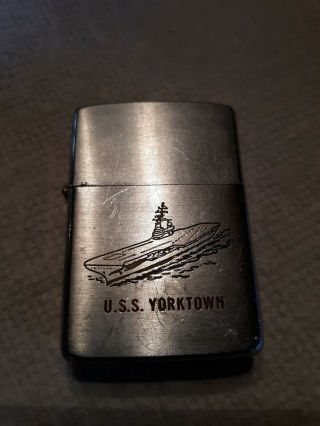 1958 Vintage Zippo Lighter Uss Yorktown Military Navy