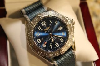 Breitling Superocean Mens Watch 1000m Blue Dial 41.  5mm A17340 - Recent Service