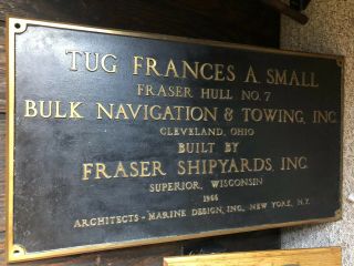 Antique Tug Boat Bronze Plaque Ship Sign Rare Nautical Wisconsin Large