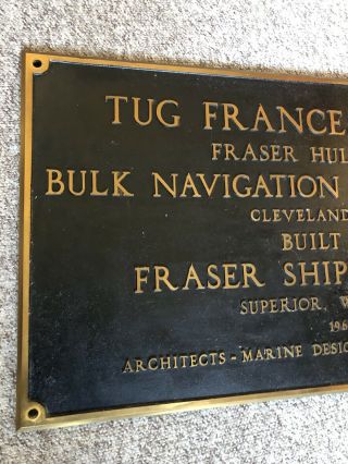 Antique Tug Boat Bronze Plaque Ship Sign Rare Nautical Wisconsin Large 3