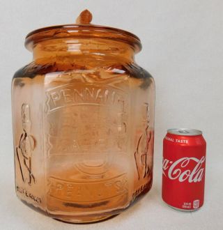 Large Antique 5 Cent Nickel Pink Depression Glass Planters Peanut Counter Jar
