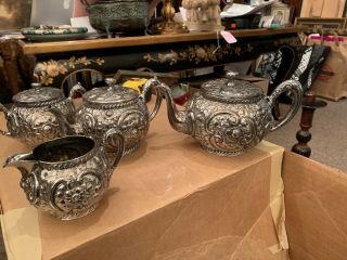 Victorian Repousse 4 Piece Tea/coffee Set By Simpson Hall Miller