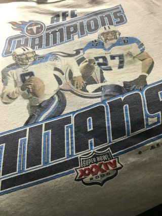 Tennessee Titans Vintage 2000 Afc Champions Bowl Xxxiv Nfl T - Shirt Xl