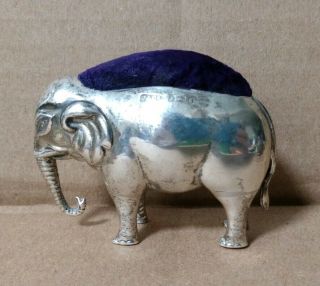 1906 Antique Sterling Silver Large Elephant Pin Cushion Sydney & Co 2