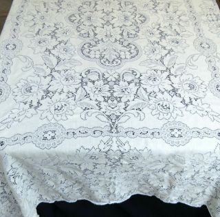 Vintage Cotton Quaker Lace Tablecloth 64 X 82 " Rectangle