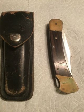 Buck 110 Folding Knife Vintage 1974 - 1980 3 Lines W/sheath
