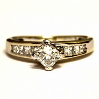 14k White Gold 1.  02ct Princess Diamond Engagement Ring 3g Estate Vintage Antique