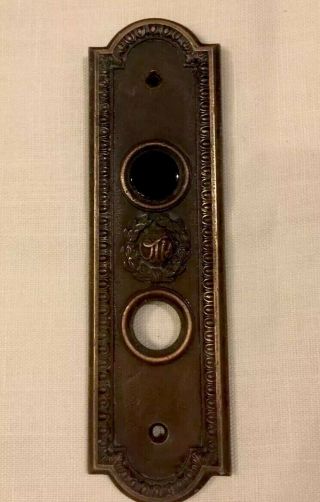 Antique Otis Hotel Elevator Push Button Brass Plate Cover Art Deco In Use