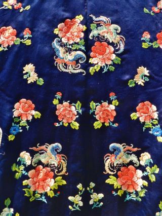 Fine Antique Chinese Silk Robe Forbidden Stitch Embroidery c.  1900 3