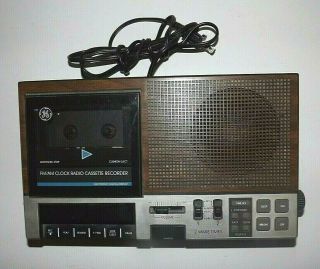 General Electric Ge Vintage Fm/am Clock Radio Cassette Player Recorder 7 - 4956b