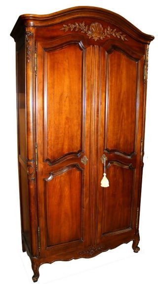 Vintage French Provincial Style Walnut Armoire By Kindel Furniture