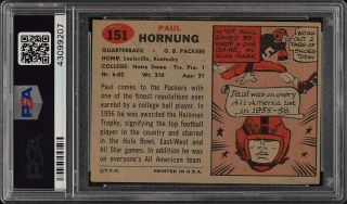 1957 Topps Football Paul Hornung ROOKIE RC 151 PSA 4 VGEX (PWCC) 2