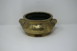 Early Large Chinese Bronze Censer Signed Etched