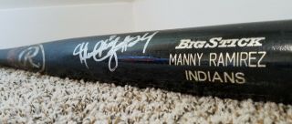 MANNY RAMIREZ Autographed 1999 Game GU Rawling Pro MLB Indians Bat red sox 2