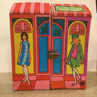 Vintage 1966 Mattel Francie & Casey Studio House Barbie Doll Foldout,  Case
