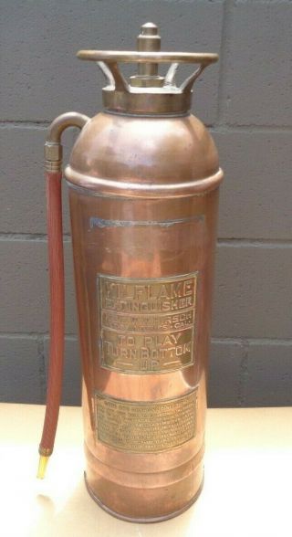 Rare Antique Brass Copper Fire Extinguisher Kilflame F.  S.  & W.  W.  Hirsch Vintage