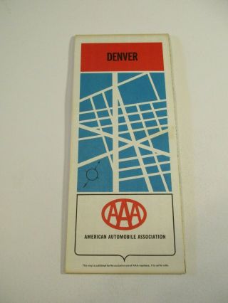 Vintage 1971 Aaa Denver Colorado City Street Travel Road Map Box G2