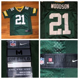 Nike On Field Green Bay Packers Charles Woodson 21 Boy’s Green Jersey Sz Medium