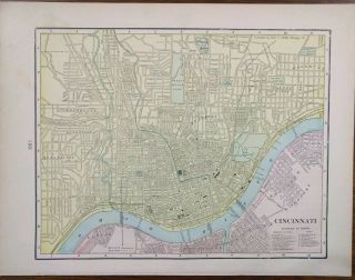 Cincinnati Ohio 1901 Vintage Atlas Map 14 " X11 " Old Antique Mason Montgomery