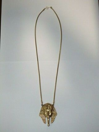 Vintage Signed Napier King Tut Egyptian Pendant Necklace