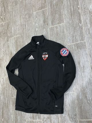 Adidas Fc Bayern Munchen Jacket Youth Large 13 - 14 Y Black (a87)