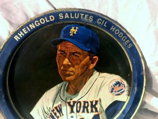 Rare Vintage 1960 ' s York Mets Gil Hodges Rheingold Beer Bar Tray 2
