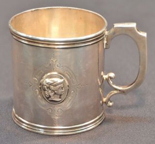 Antique American Coin Silver Medallion Cup Mug Civil War Era Look