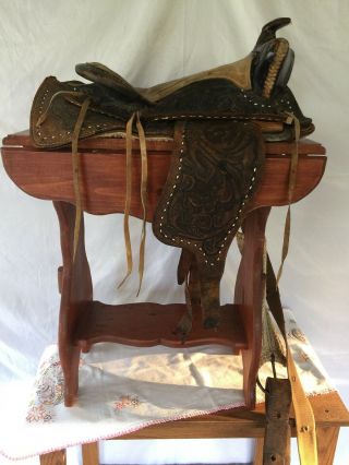 Vintage Small Saddle Beat Up But Great For Decor 3