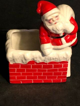 Vintage Napco Porcelain Christmas Santa Claus Planter Candy