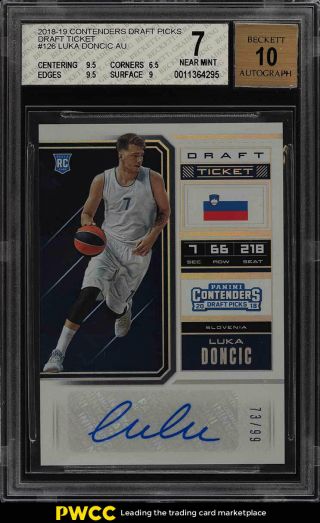 2018 Panini Contenders Draft Ticket Luka Doncic Rookie Rc Auto /99 Bgs 7 (pwcc)