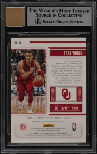 2018 Panini Contenders Cracked Ice Trae Young ROOKIE RC AUTO /23 BGS 9 MT (PWCC) 2