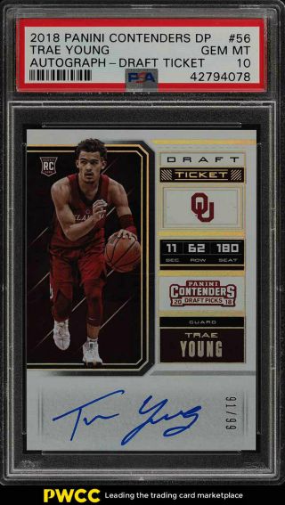 2018 Panini Contenders Draft Trae Young Rookie Rc Auto /99 56 Psa 10 Gem (pwcc)