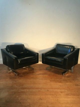1960s Vintage Hans Eichenber Style Nyc Hotel Lounge Chairs - A Pair