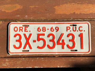 1968 1969 Oregon License Plate Puc Public Utilities Commission Vintage