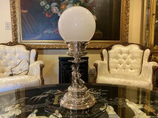 SPECTACULAR LARGE MARKED SPANISH STERLING SILVER 925 ELECTRIC TABLE LAMP. 2