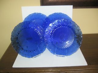 Vintage Avon Royal Sapphire Cobalt Blue Set Of 4 Dinner Plates France