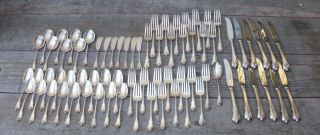 76pc Wallace Grand Colonial Sterling Silver Dinner Flatware Set,  1940 