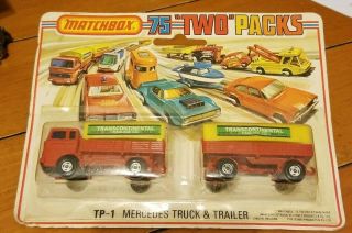 Vintage 1975 Lesney Matchbox 75 Two Packs Tp - 1 Mercedes Truck And Trailer Moc