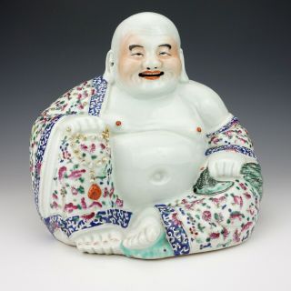Antique Chinese Porcelain - Large Republic Period Famille Rose Buddha Figure