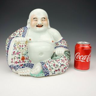 Antique Chinese Porcelain - Large Republic Period Famille Rose Buddha Figure 2