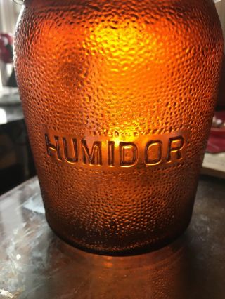 Vintage 5 " Dunn - Rite Globe Tobacco Co Amber Barrel Glass Bottle Jar W/ Lid