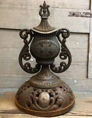 Vintage Antique Ornate Cast Iron Wood Stove Finial,  Parlor Stove Finial Top