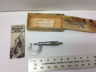 VINTAGE BROWN & SHARPE MICROMETER CALIPER NO.  12 /WITH BOX 0 - 1 