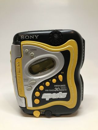 Sony Sports Walkman Vintage Radio Cassette Player Yellow Black Wm - Fs420
