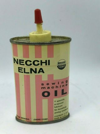Vintage 3 Oz.  Oval 1/2 Full Handy Oiler - - Necchi Elna Sewing Machine Oil